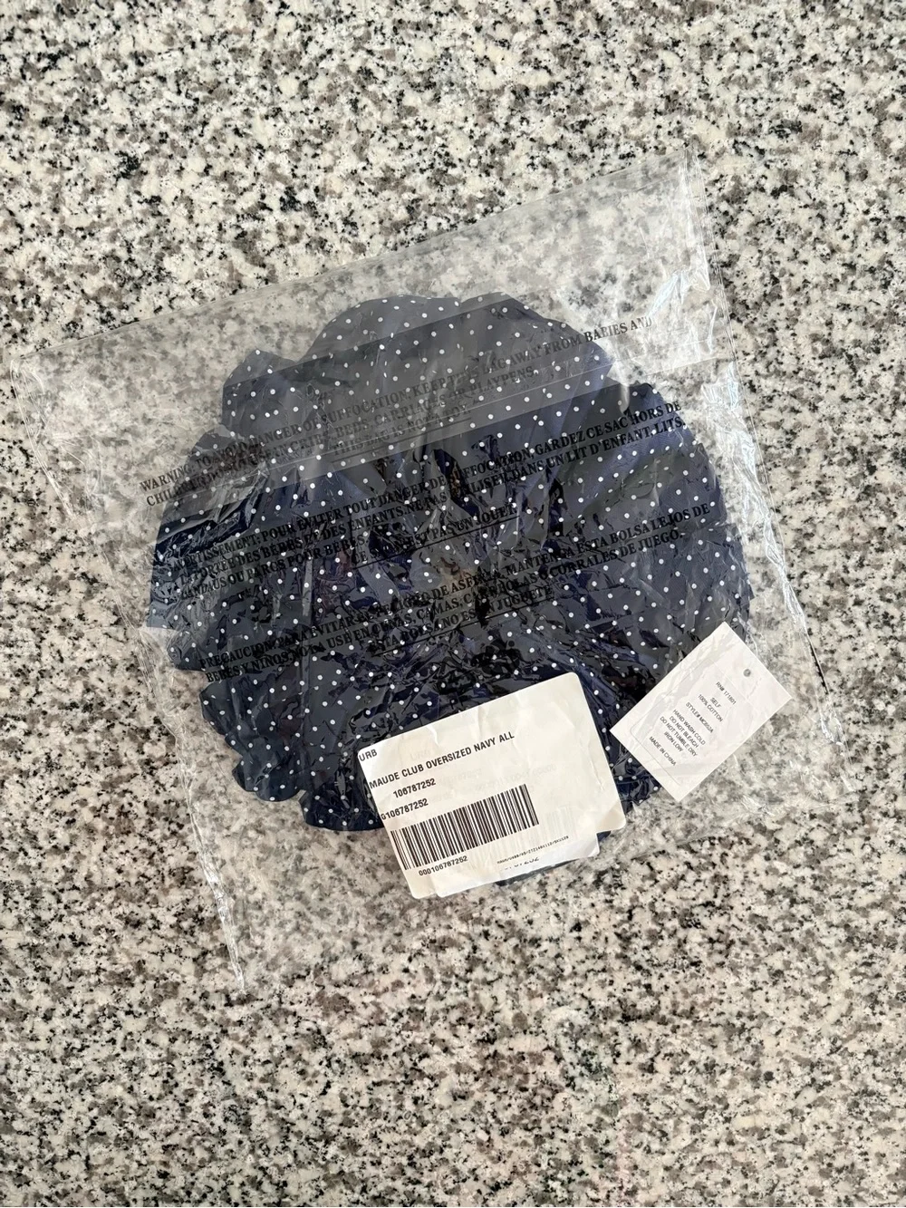 Maude Club (Urban Outfitters)—Oversized Giant Polka Dot Scrunchie, Navy